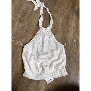 Bershka White Cream Neckholder Halter Top
